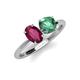 3 - Tanya Oval Shape Rhodolite Garnet & Cushion Shape Lab Created Alexandrite 2 Stone Duo Ring 