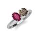 3 - Tanya Oval Shape Rhodolite Garnet & Cushion Shape Smoky Quartz 2 Stone Duo Ring 