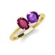 3 - Tanya Oval Shape Rhodolite Garnet & Cushion Shape Amethyst 2 Stone Duo Ring 