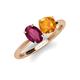 3 - Tanya Oval Shape Rhodolite Garnet & Cushion Shape Citrine 2 Stone Duo Ring 