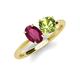 3 - Tanya Oval Shape Rhodolite Garnet & Cushion Shape Peridot 2 Stone Duo Ring 