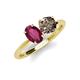 3 - Tanya Oval Shape Rhodolite Garnet & Cushion Shape Smoky Quartz 2 Stone Duo Ring 