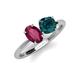 3 - Tanya Oval Shape Rhodolite Garnet & Cushion Shape London Blue Topaz 2 Stone Duo Ring 