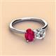 3 - Tanya Oval Shape Ruby & Cushion Shape GIA Certified Diamond 2 Stone Duo Ring 