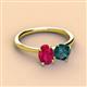 2 - Tanya Oval Shape Ruby & Cushion Shape London Blue Topaz 2 Stone Duo Ring 