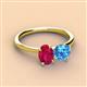 3 - Tanya Oval Shape Ruby & Cushion Shape Blue Topaz 2 Stone Duo Ring 