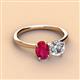 2 - Tanya Oval Shape Ruby & Cushion Shape Forever One Moissanite 2 Stone Duo Ring 