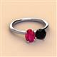 3 - Tanya Oval Shape Ruby & Cushion Shape Black Onyx 2 Stone Duo Ring 