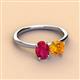 2 - Tanya Oval Shape Ruby & Cushion Shape Citrine 2 Stone Duo Ring 