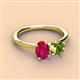 3 - Tanya Oval Shape Ruby & Cushion Shape Peridot 2 Stone Duo Ring 