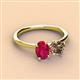 2 - Tanya Oval Shape Ruby & Cushion Shape Smoky Quartz 2 Stone Duo Ring 