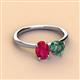 3 - Tanya Oval Shape Ruby & Cushion Shape Lab Created Alexandrite 2 Stone Duo Ring 