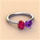 3 - Tanya Oval Shape Ruby & Cushion Shape Amethyst 2 Stone Duo Ring 