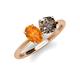 3 - Tanya Oval Shape Citrine & Cushion Shape Smoky Quartz 2 Stone Duo Ring 