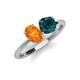 3 - Tanya Oval Shape Citrine & Cushion Shape London Blue Topaz 2 Stone Duo Ring 