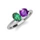 3 - Tanya Oval Shape Lab Created Alexandrite & Cushion Shape Amethyst 2 Stone Duo Ring 