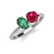 3 - Tanya Oval Shape Lab Created Alexandrite & Cushion Shape Ruby 2 Stone Duo Ring 