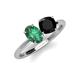 3 - Tanya Oval Shape Lab Created Alexandrite & Cushion Shape Black Onyx 2 Stone Duo Ring 