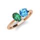 3 - Tanya Oval Shape Lab Created Alexandrite & Cushion Shape Blue Topaz 2 Stone Duo Ring 