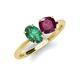 3 - Tanya Oval Shape Lab Created Alexandrite & Cushion Shape Rhodolite Garnet 2 Stone Duo Ring 