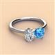 2 - Tanya Oval Shape GIA Certified Diamond & Cushion Shape Blue Topaz 2 Stone Duo Ring 