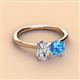 2 - Tanya Oval Shape GIA Certified Diamond & Cushion Shape Blue Topaz 2 Stone Duo Ring 