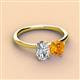 2 - Tanya Oval Shape GIA Certified Diamond & Cushion Shape Citrine 2 Stone Duo Ring 