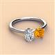 2 - Tanya Oval Shape GIA Certified Diamond & Cushion Shape Citrine 2 Stone Duo Ring 