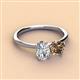 2 - Tanya Oval Shape GIA Certified Diamond & Cushion Shape Smoky Quartz 2 Stone Duo Ring 