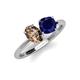 3 - Tanya Oval Shape Smoky Quartz & Cushion Shape Blue Sapphire 2 Stone Duo Ring 