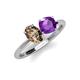 3 - Tanya Oval Shape Smoky Quartz & Cushion Shape Amethyst 2 Stone Duo Ring 