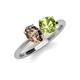 3 - Tanya Oval Shape Smoky Quartz & Cushion Shape Peridot 2 Stone Duo Ring 