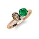3 - Tanya Oval Shape Smoky Quartz & Cushion Shape Emerald 2 Stone Duo Ring 
