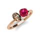 3 - Tanya Oval Shape Smoky Quartz & Cushion Shape Ruby 2 Stone Duo Ring 