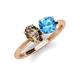 3 - Tanya Oval Shape Smoky Quartz & Cushion Shape Blue Topaz 2 Stone Duo Ring 