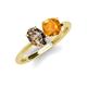 3 - Tanya Oval Shape Smoky Quartz & Cushion Shape Citrine 2 Stone Duo Ring 