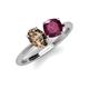 3 - Tanya Oval Shape Smoky Quartz & Cushion Shape Rhodolite Garnet 2 Stone Duo Ring 