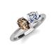 3 - Tanya Oval Shape Smoky Quartz & Cushion Shape IGI Certified Lab Grown Diamond 2 Stone Duo Ring 