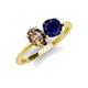 3 - Tanya Oval Shape Smoky Quartz & Cushion Shape Blue Sapphire 2 Stone Duo Ring 