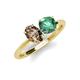 3 - Tanya Oval Shape Smoky Quartz & Cushion Shape Lab Created Alexandrite 2 Stone Duo Ring 