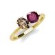 3 - Tanya Oval Shape Smoky Quartz & Cushion Shape Rhodolite Garnet 2 Stone Duo Ring 