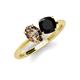 3 - Tanya Oval Shape Smoky Quartz & Cushion Shape Black Onyx 2 Stone Duo Ring 