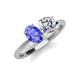 3 - Tanya Oval Shape Tanzanite & Cushion Shape GIA Certified Diamond 2 Stone Duo Ring 