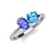 3 - Tanya Oval Shape Tanzanite & Cushion Shape Blue Topaz 2 Stone Duo Ring 