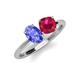 3 - Tanya Oval Shape Tanzanite & Cushion Shape Ruby 2 Stone Duo Ring 