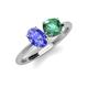 3 - Tanya Oval Shape Tanzanite & Cushion Shape Lab Created Alexandrite 2 Stone Duo Ring 