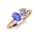 3 - Tanya Oval Shape Tanzanite & Cushion Shape Forever Brilliant Moissanite 2 Stone Duo Ring 