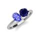 3 - Tanya Oval Shape Tanzanite & Cushion Shape Blue Sapphire 2 Stone Duo Ring 
