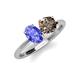 3 - Tanya Oval Shape Tanzanite & Cushion Shape Smoky Quartz 2 Stone Duo Ring 