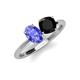 3 - Tanya Oval Shape Tanzanite & Cushion Shape Black Onyx 2 Stone Duo Ring 